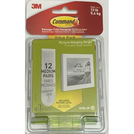 Command Picture Hanging Strips White 12 Medium Pairs Per Pack Up To 12 Pounds