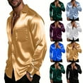 thumbnail image 7 of qucoqpe Men's Satin Dress Shirts Long Sleeve Button Down Top Trendy Silk Formal Casual Business Prom Party Wedding Blouse, 7 of 7