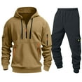 thumbnail image 4 of Dagugfen Fall Outfits for Men Sweatsuits 1/4 Zip Hoodie Sweatshirts and Cargo Jogger Pants Comfy Casual 2 Piece Sets, 4 of 4