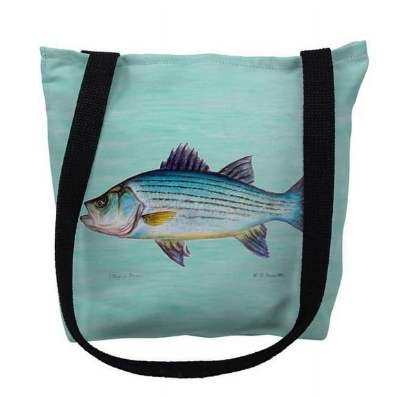 Striped Bass on Aqua Small Tote Bag 13x13 16 inches x 16 inches
