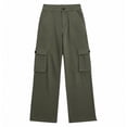 thumbnail image 4 of Tqcoqu Womens High Waisted Cargo Pants Wide Leg Casual Pants Trousers with Pockets,Army Green,Women's XS-XL, 4 of 6