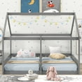 thumbnail image 3 of Harper & Bright Designs Twin House Bed for Kids with Guardrails and Assembly Tools, Gray / White, 3 of 10