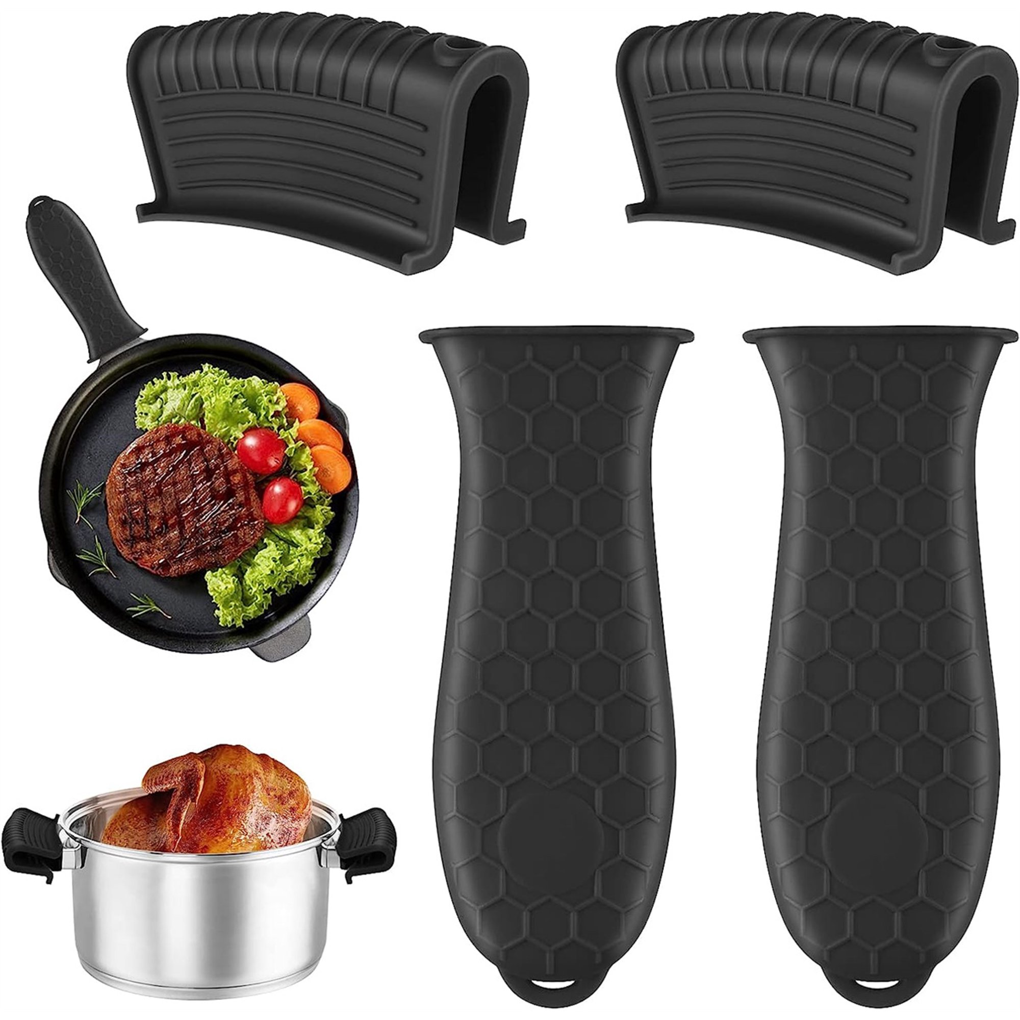 Lot De 4 Poignées Isolantes Silicone - Pour Casseroles Chaudes | Anti-Brûlure