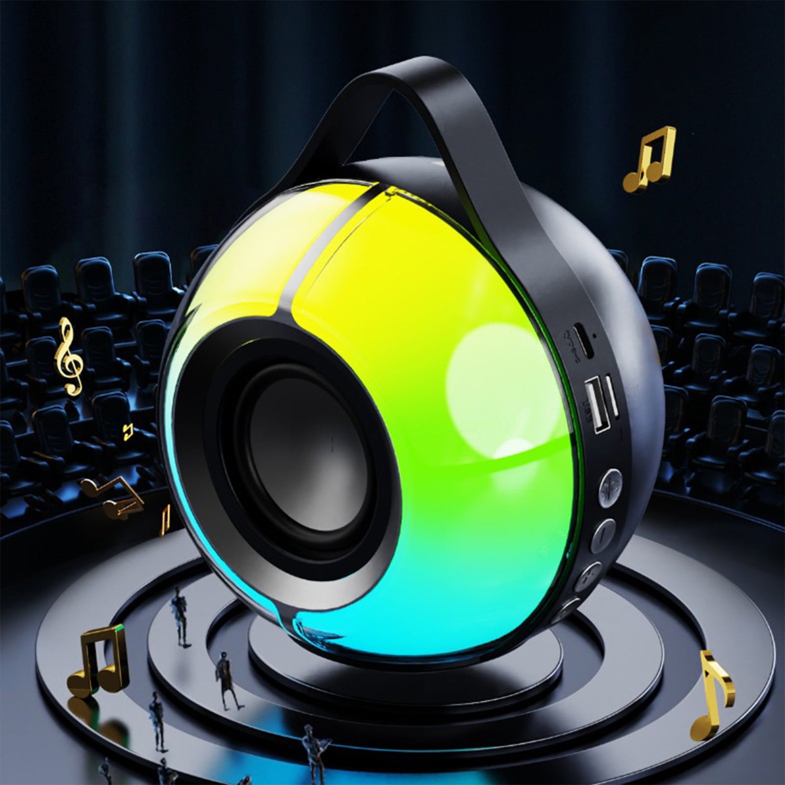 LACKUST RGB Bluetooth Speaker 5.3 with Lights, Low Latency Gaming Speaker, Room-Filling Sound, Rechargeable Desktop Wireless Speaker Black