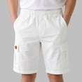 thumbnail image 2 of Rggeeun Toddler Boys Shorts Solid Color Cargo Elastic Waist With Flap Pockets Loose Fit Knee Length For Summer Playground Delicate Bottoms,White,7-8 Years, 2 of 6