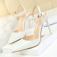 thumbnail image 4 of XIMIN Women High Heeled Sandal Sexy Pointed Toe High Heel Slingback Pumps Sandals Cutout Strappy Stiletto Slip on Formal Casual Shoes Party Wedding (6, White), 4 of 4