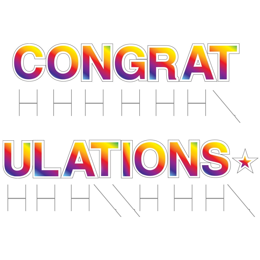Vispronet Congratulations Yard Sign with Stakes – Each Letter is 18in Tall – Weather-Resistant Signs and Steel Stakes – Yard Decorations for Special Occasions (Rainbow)