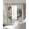thumbnail image 4 of Retro Rooster Blackout Curtains for Bedroom Living Room Darkening Curtains 96 Inches Long Blue White Striped Farmhouse Window Curtain 2 Panels Set Insulated Window Treatment Grommet Drapes 52"x96", 4 of 9