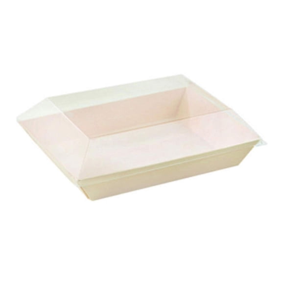 Clear Plastic Lid (Case of 100), PacknWood - Recyclable Tray Cover for (210SAMBQ130) Wooden Trays (5.1" x 7" x 0.6") 210SAMLT130