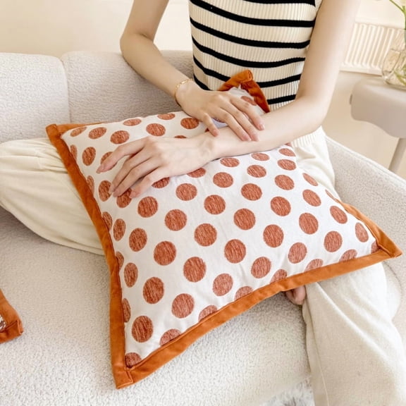 18 Inches Simple Modern Throw Pillow，Nordic Style Cushion Decorative Pillow for Couch,Sofa,Bedroom，Orange，Style 2