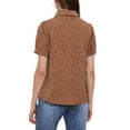 thumbnail image 3 of INSPIRE CHIC Women's Retro Print Short Sleeve Bow Tie Peter Pan Collar Chiffon Blouse M Light Brown-Dots, 3 of 6