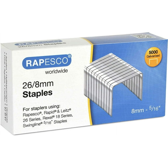 Rapesco Galvanised Staples - 26/8 mm - Box of 5000