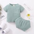 thumbnail image 3 of Vedolay Girls Shorts Sets Outfits Girls Track Shorts Short Sleeve Cute Birthday Shoulder Crop Floral Girls Short Set,Green 12-18 Months, 3 of 4