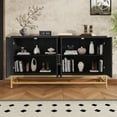 thumbnail image 2 of TUANLUO Black 4-Doors Accent Cabinet with Gold Metal Legs, Entryway Cabinet with Adjustable Shelves, Modern Storage Cabinet, Wood Accent Cabinet Furniture for Living Room Entryway Dining Room, 2 of 10