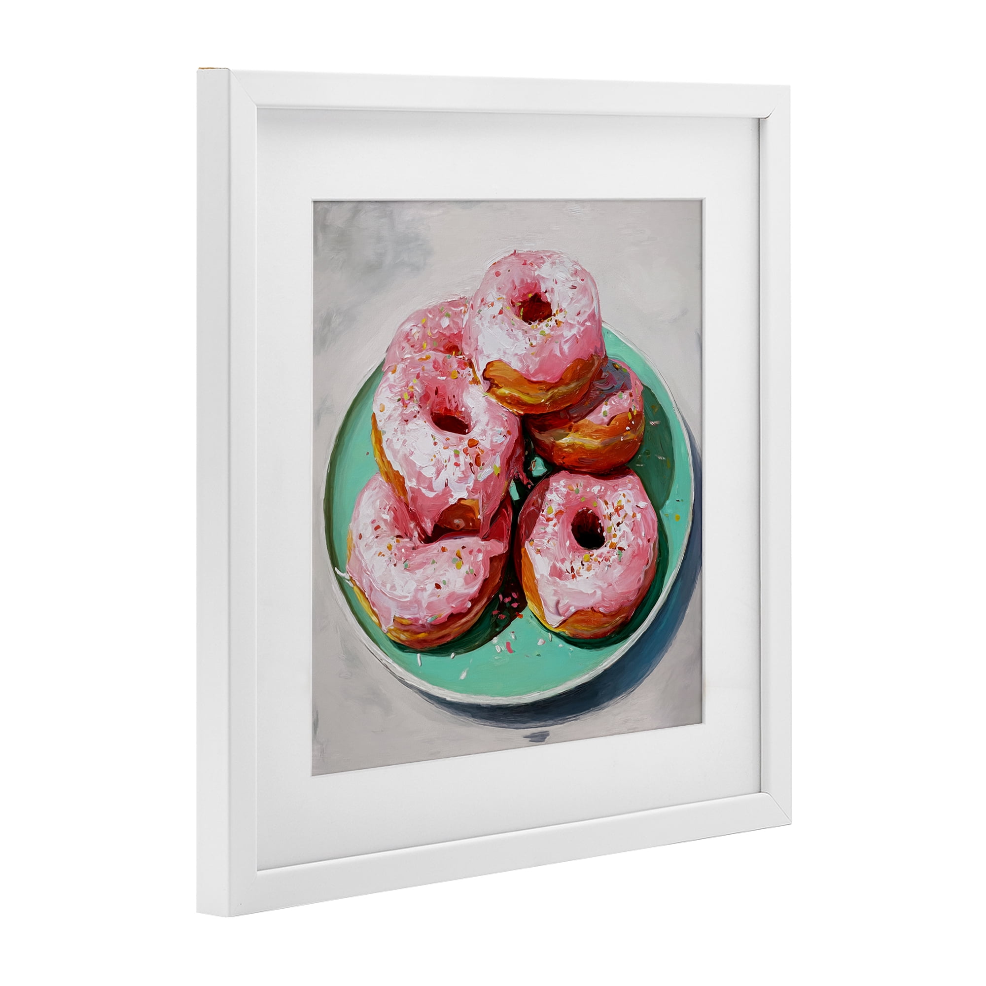 Stupell Industries Pink Frosted Donuts White Framed Print Under Glass, design by Tina LeCour
