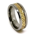 thumbnail image 2 of 8mm Gold Plated Celtic Dragon Inlay Tungsten Ring - Whole & Half Sizes 4-17, 2 of 2