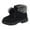 a-Black187, variant on VNKIDY Girls Kids Solid Color Suede Ankle Boots Fuzzy Trim Poms Decor Warm Lined Traction Sole Shoes For Winter Casual Daily Wear Outdoor Activities Classic Footwear