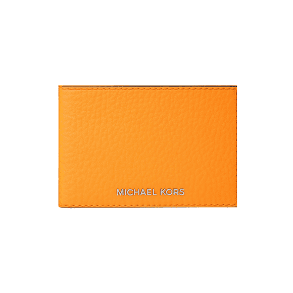Tarjetero Michael Kors Cooper plegable de piel granudala color naranja