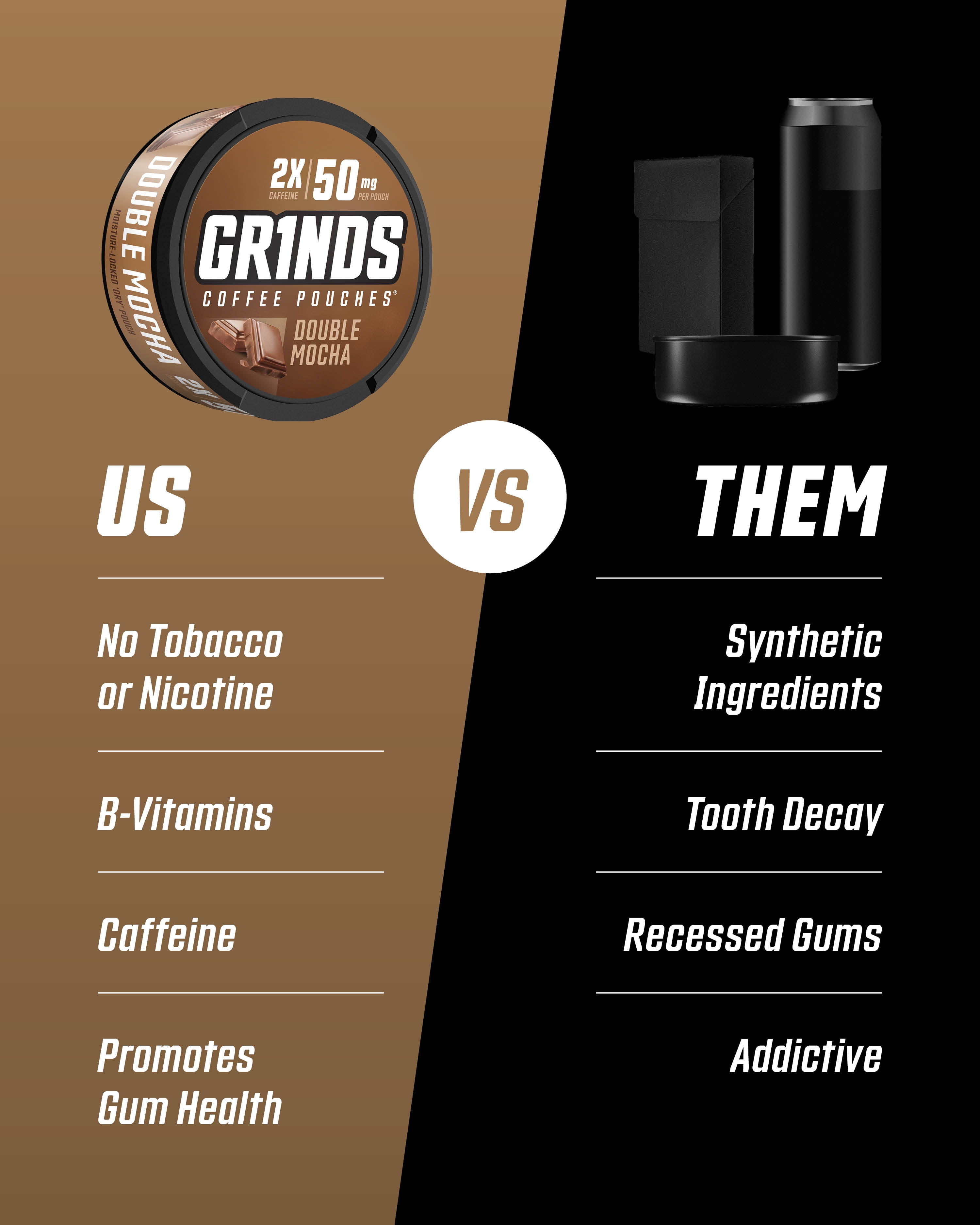 grinds chewing tobacco Coffee Pouches - 3 Cans - Black Coffee Grinds Coffee Pouches | Spearmint