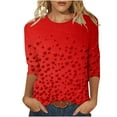 thumbnail image 3 of Meichang Women's Valentine Blouses Love Heart Print Tees 3/4 Sleeve Crew Neck Casual Holiday Tops, 3 of 6