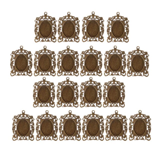 GUOOL 20Pcs Vintage Base Pendant Base Tray Blank Jewelry Making Antique Brass/