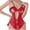 Red, variant on JSGEK Women Floral Lace Cutout Bodysuit Front Tie Up Strappy Lingerie for Special Date Night Black M