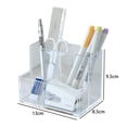 thumbnail image 4 of FloreceBien - Portalápices acrílico con 3 compartimentos, organizador transparente para bolígrafos, brochas de maquillaje, accesorios de escritorio de oficina, caja de almacenamiento para brochas de, 4 of 5