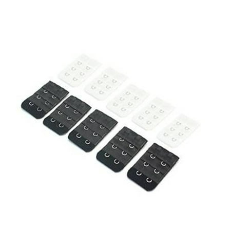 

10pcs Ladies Women Elastic Bra Lingerie Extenders 2-Hooks 3 Rows Extension Straps (Black+White)