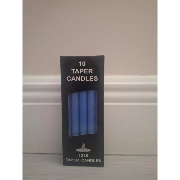 Candles Blue Set Of 10 Blue Taper Candles 6.5 Inches 5-Hour Burning New Box