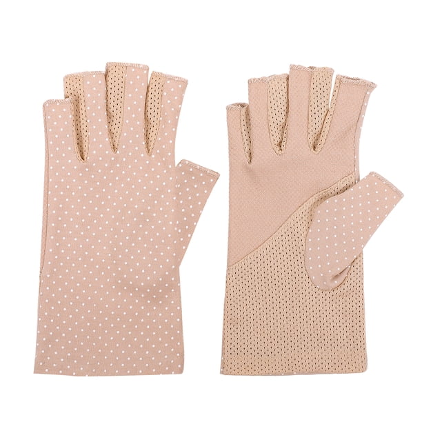 Healifty - 1 par de guantes de medio dedo para exteriores con protección solar, antideslizantes, con protección UV, para ciclismo, conducción y equitación (caqui)
