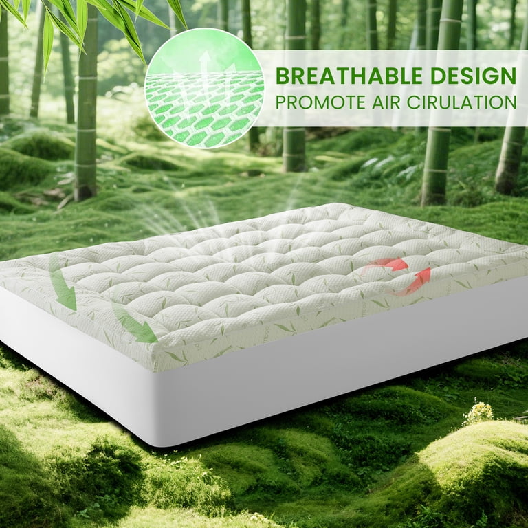 Bamboo Mattress Topper Queen Cooling Down Alternative photo 6
