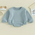 thumbnail image 2 of Combinaison pour Bébé Garçon Fille en Molleton, Chandail à Col Rond, Combinaison, Uni, Manches Longues, Chandail Bouffant, Cache-Couche, Tenue d'Automne Hiver, 2 of 9