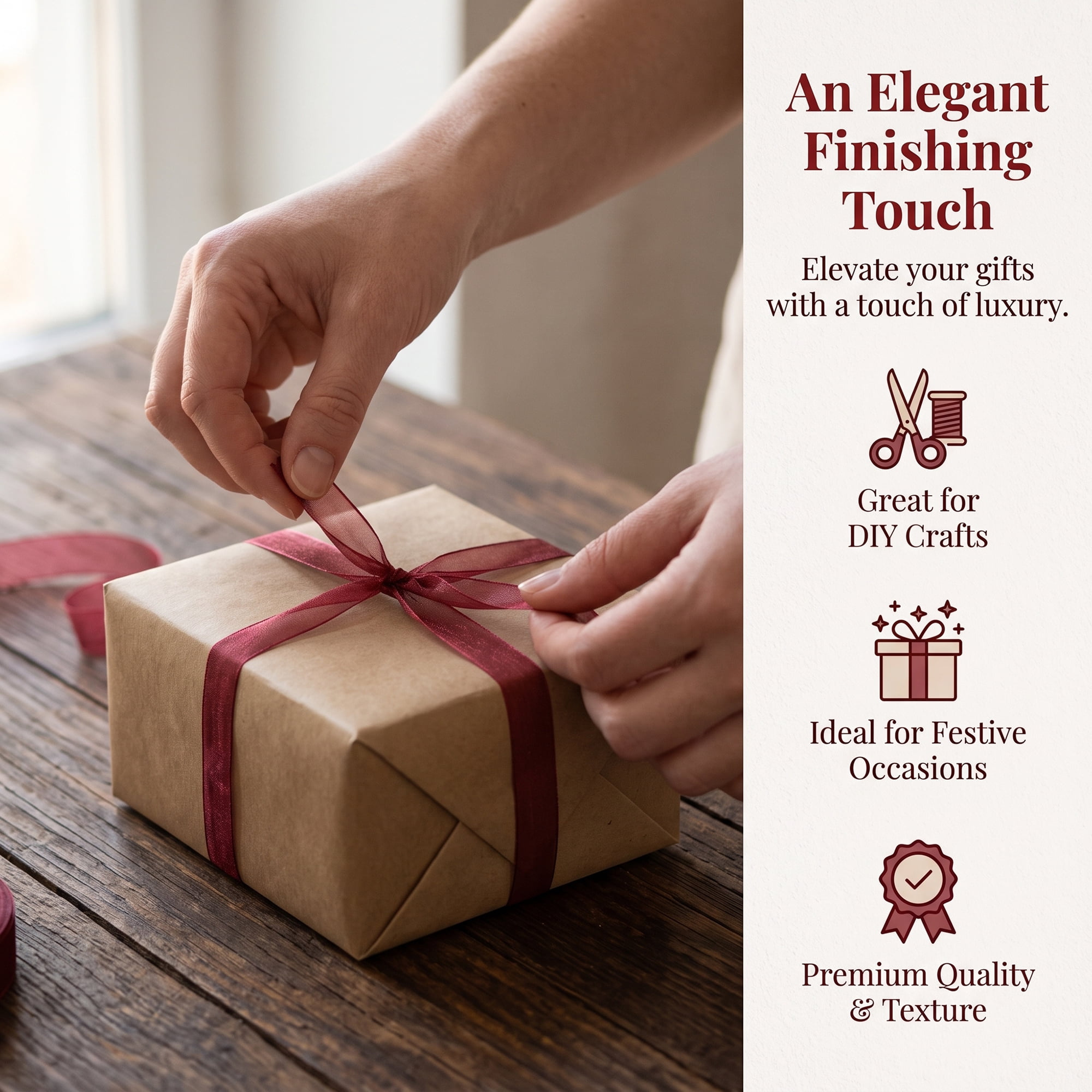 Unique Bargains Elegant Satin Ribbon for Gift Wrapping Dark Red 5.5 Yard