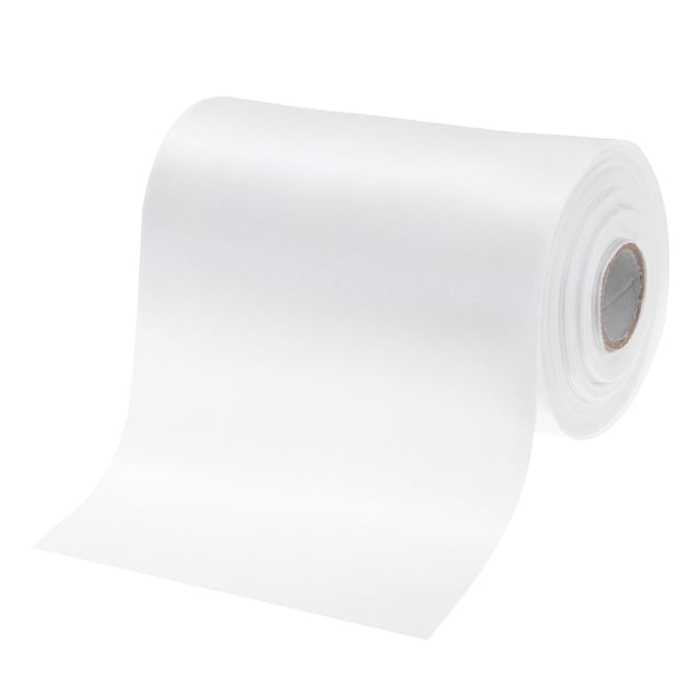 Cinta de satén roja de 4 pulgadas x 24 yardas de Uxcell para decoración de regalos, poliéster, blanca