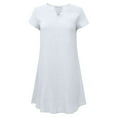 thumbnail image 4 of Women Plus Size Linen Cotton Casual Dresses Side Slit V-Neck Summer Solid Color Short Sleeve Shift Dress, 4 of 5