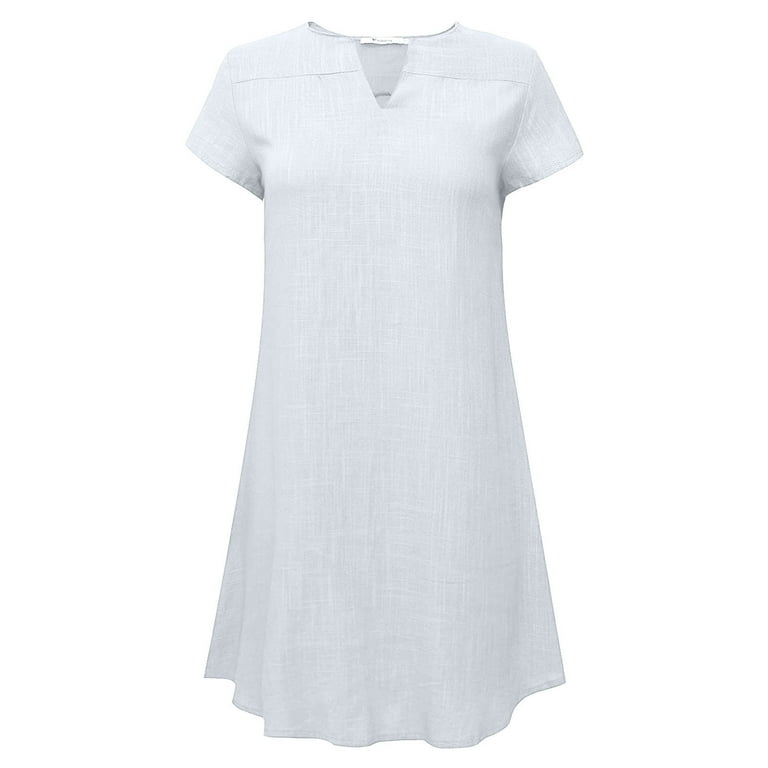Grace Dresses for Women,Fashion Women'S Summer Solid Color Loose Cotton  Linen Short-Sleeved Dress,Women'S Elegant Short Sleeve Casual Work Dresses.  - Walmart.com