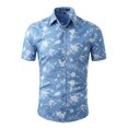 thumbnail image 2 of MODA NOVA Big & Tall Men's Shirts Short Sleeve Button Down Floral Printed Shirt Light Blue Floral Prints 38, 2 of 7