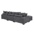 thumbnail image 4 of Wynisha 122'' Gray Modular Corduroy Sofa with Adjustable Headrests, Solid Wood Legs, Foam Coil Spring Cushions for Living Room & Home Comfort, 4 of 9