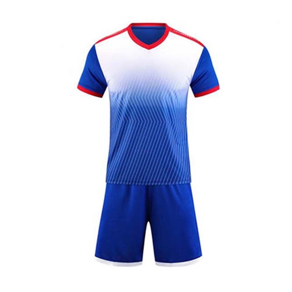 CYRBOKO Boys Soccer Jersey Sets, Short Sleeve Running Elastic Waist Summer Athletic Outfit Sets Blue Size 4-5 T