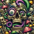 thumbnail image 2 of Ambesonne Trippy Duvet Cover Set, Huddle Spooky Snake Skulls, Twin, Green Purple Pale Khaki, 2 of 2