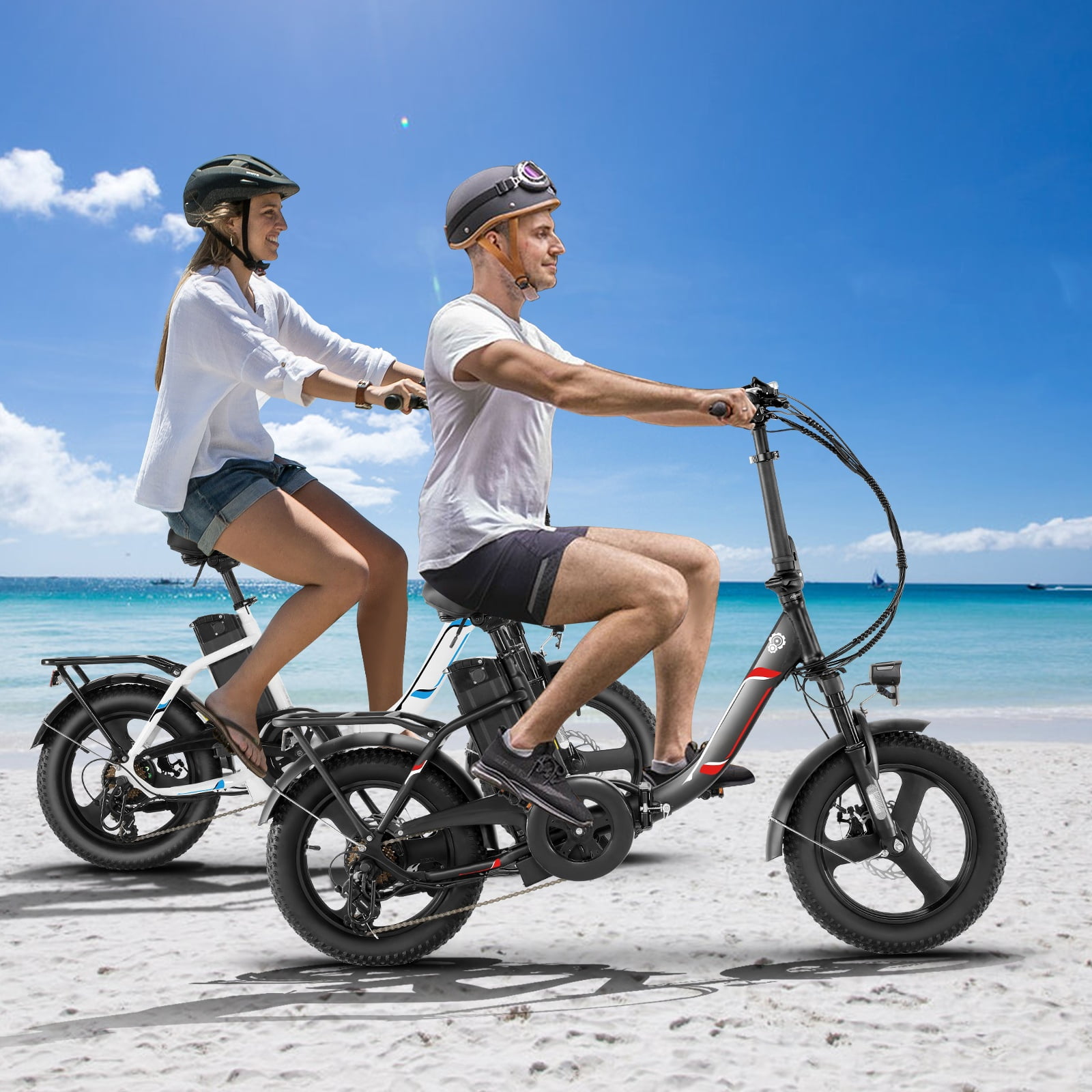 Elifine 3.0" Fat Tire Electric Bike for Adults, 48V 7.8Ah 350W Foldable Ebike with LCD, 5 Ridng Modes, Lockable Suspension Electric Commuter Bicycle, 7 Speed City E-bikes for Women, UL2849
