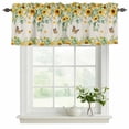 thumbnail image 2 of 2 Pack Valances for Windows, Spring Sunflowers Window Valances for Living Room/Bedroom/Bathroom, Eucalyptus Leaves Flowers Butterfly Beige Light Filtering Kitchen Curtain Valance 60"W x18" L, 2 of 9