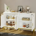 thumbnail image 2 of Uforic 55" Buffet Sideboard Cabinets with LED Light, Modern Coffee Bar Cabinet with Power Outlet, Kitchen Storage Cabinet with 4 Door & Open Storage, Accent Cabinet Cupboard Console Table, 2 of 9