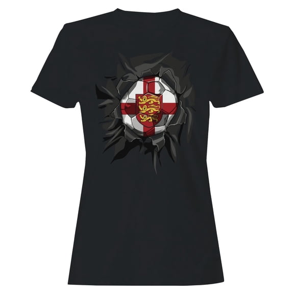 England Soccer Ripped Women's Black T-shirt