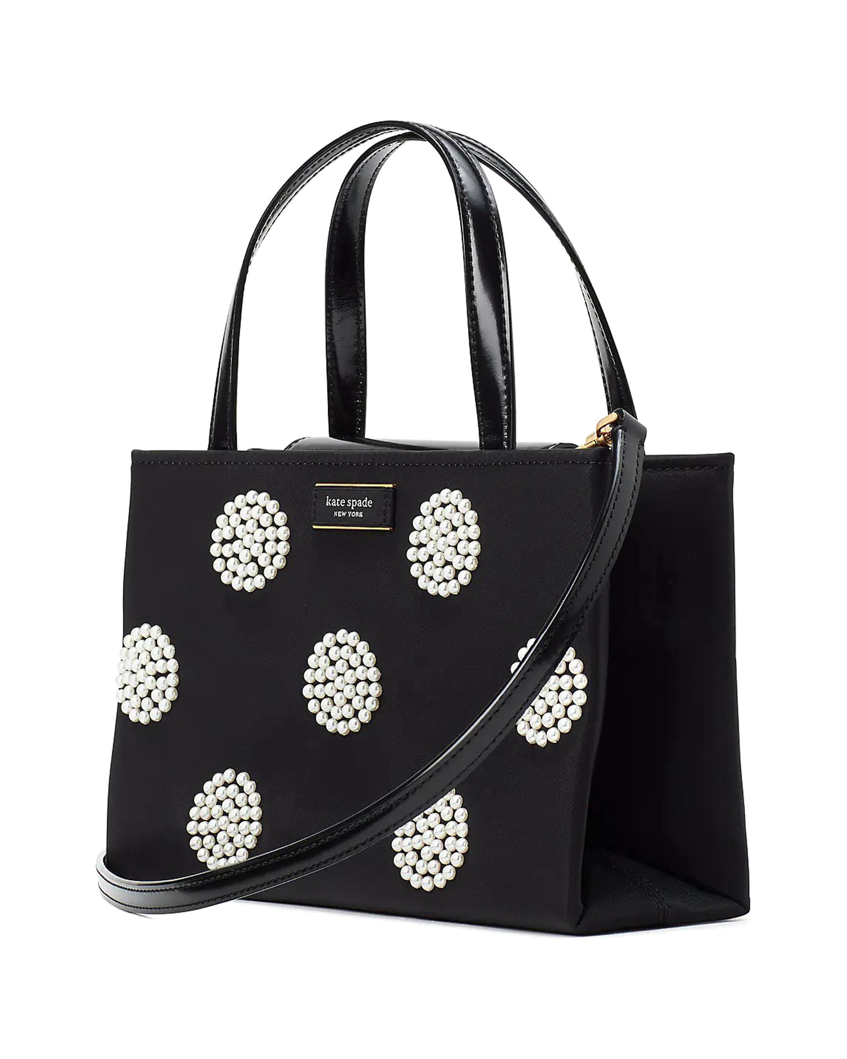 Sam Icon Pearl Embellished Nylon Small Tote