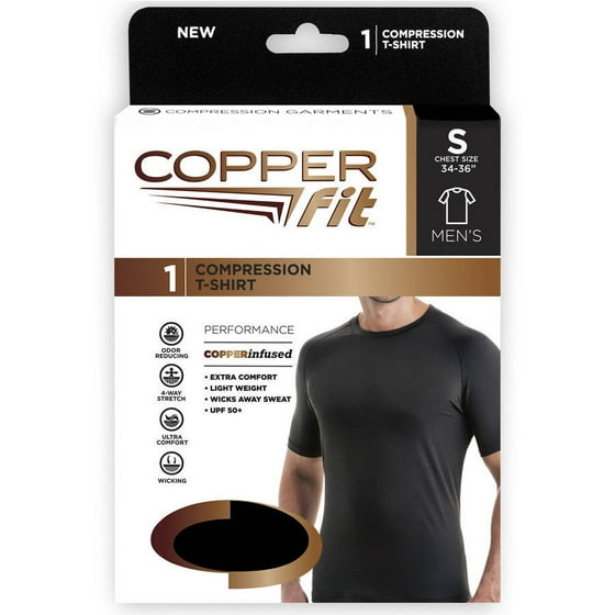 Copper Fit Men’s Short Sleeve Crew Neck TShirt, Small