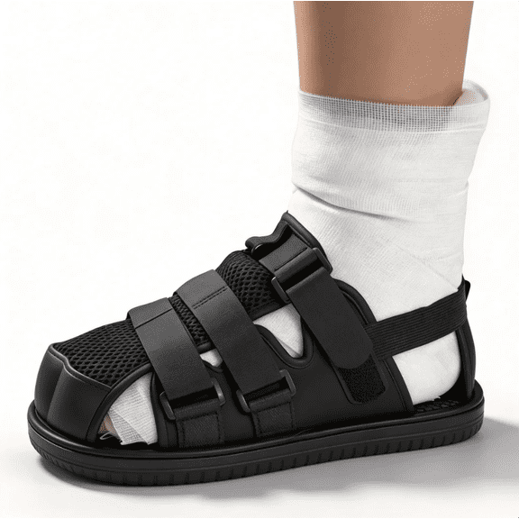 Post-Op Walking Shoe for Cast and Swollen Foot Support Adjustable Footwear for Foot Injury Recovery
