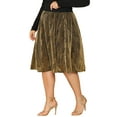 thumbnail image 4 of Agnes Orinda Women's Plus Size Party Metallic Sparkle Sequin Spring Fall Skirt 2X Gold, 4 of 6
