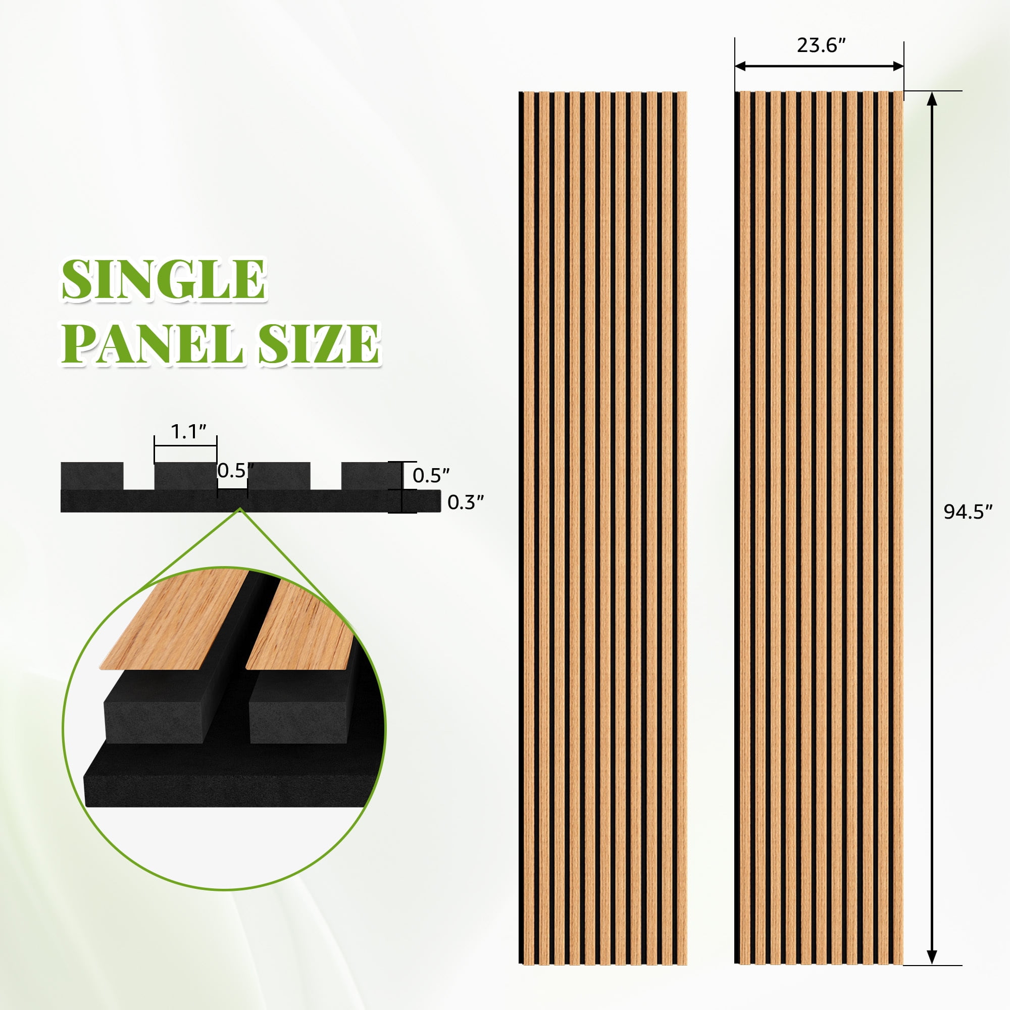 Easy4Home 2Pcs 94.5"x23.6" Wood Slat Acoustic Wall Panels, 3D Fluted Soundproof Decorative Panels for Interior Walls, Light Brown