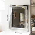thumbnail image 3 of Crushed Diamond Rectangle Wall Mirror, Silver Sparkling Crystal Inlay Framed Decorative Vanity Mirror, Glam Wall Mount Makeup Mirror for Bathroom Bedroom Living Room Entryway Home Wall Decor, 3 of 8